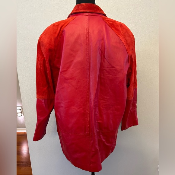 Tarazzia Internationale Size Large Red Genuine Leather Jacket - Picture 2 of 7